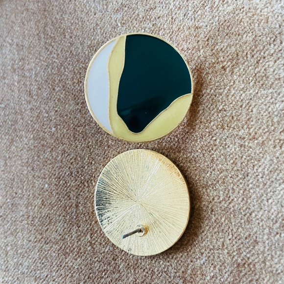 Beach round stud earrings yellow and green - Picture 5 of 5